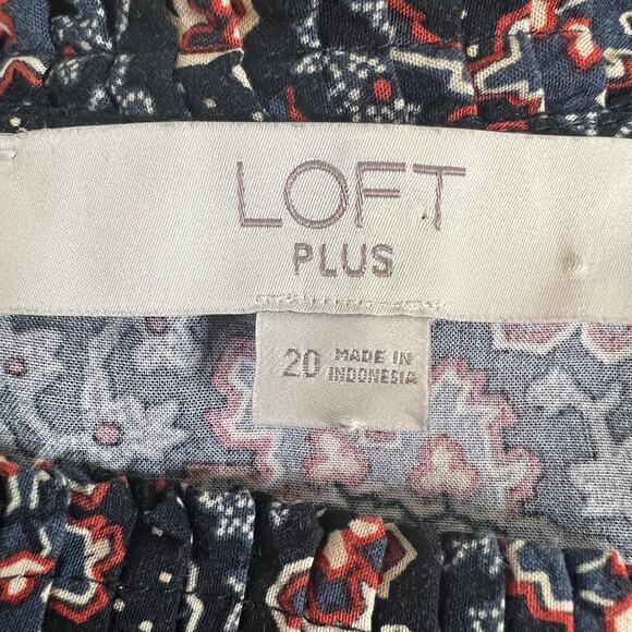 Loft Plus Womens Midi Dress Size 20 Gray Rust Floral Print Long Sleeve Rayon - Picture 5 of 6